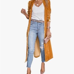 Gold Velvet Longline Jacket
